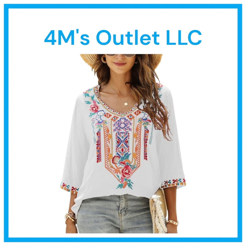 Embroidered White Boho Top